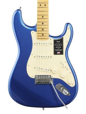 Fender American Ultra Stratocaster Maple Neck Cobra Blue with Case Body View